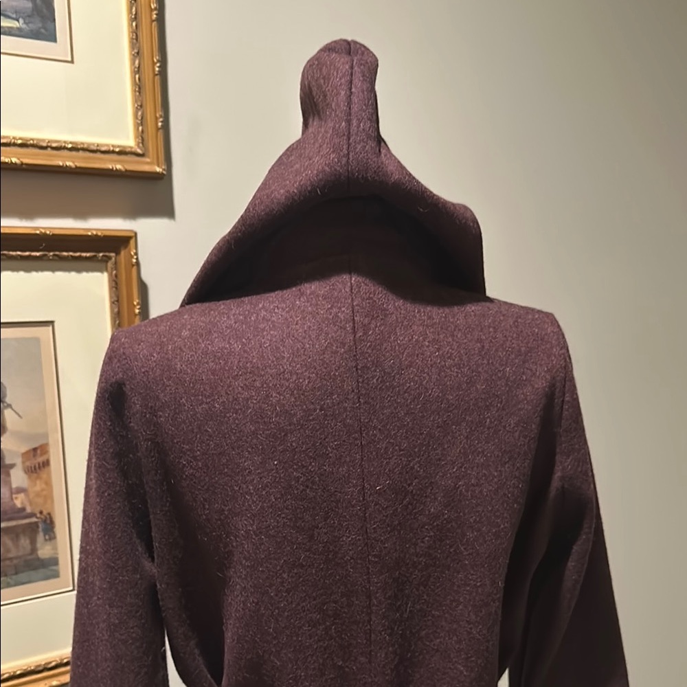 Chic Plum with Gray contrast Wrap Coat - Picture 6 of 9